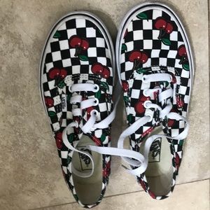 Black/White with Cherries Vans low top sneakers🍒